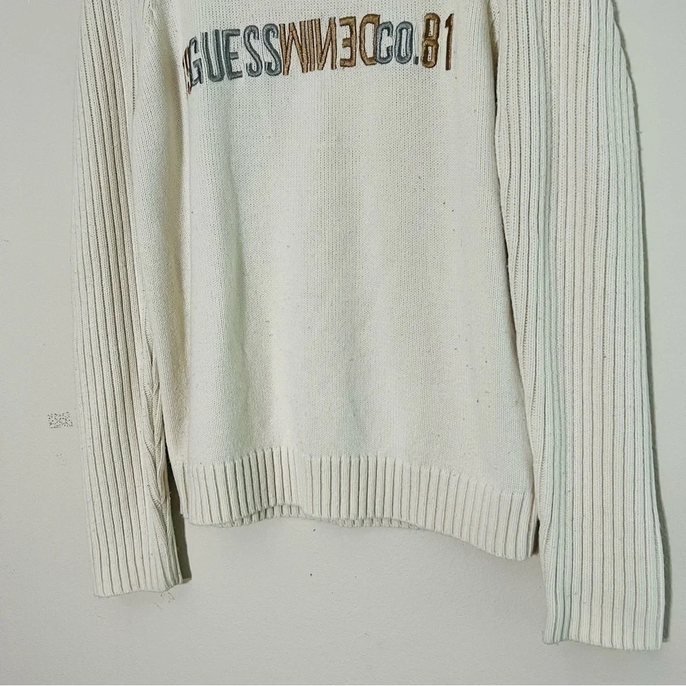 Guess Jeans Men’s White Knit Sweater Size Medium